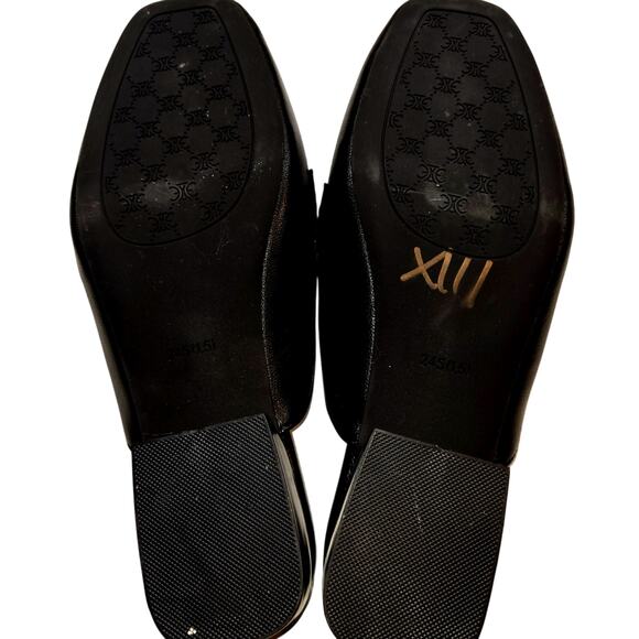 Shoes 8 Closed Toe Black Slip-ons small Heel Gold Trim Buckle - Picture 7 of 8